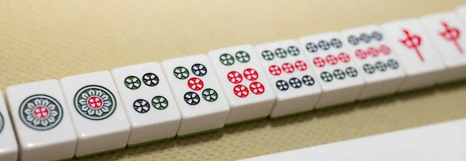 A row of real mahjong tiles with each tile boxed and named by the camera